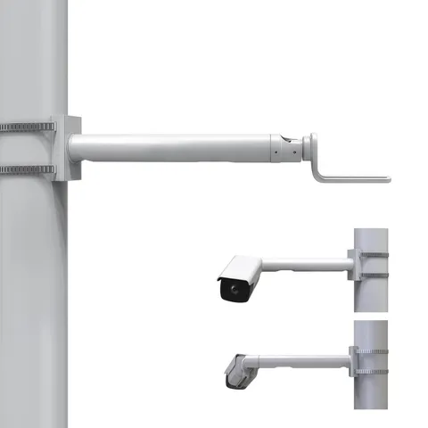 11.8“ Bullet Camera Pole Mount Bracket, Steel Aluminum Security Camera Mount ...