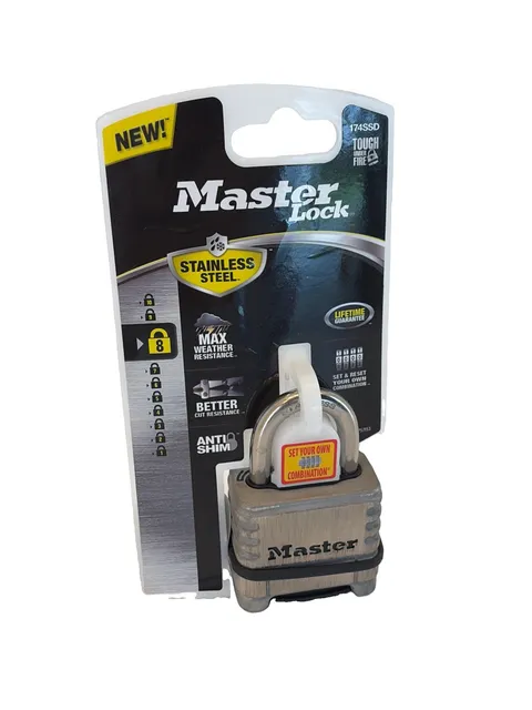 Master Lock Resettable Combination Padlock 174SSD Stainless Steel 4 Dial Outdoor