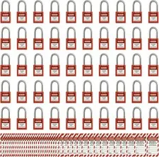 Boviisky Lockout Tagout Locks Set 50 Red Keyed Different 2 Keys Per Lock R1001T