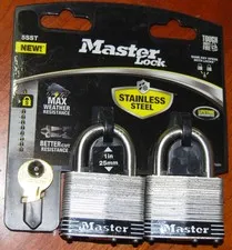 Master Lock Stainless Steel Laminated Padlock - 2 Common Keys 2 Pack 5SST