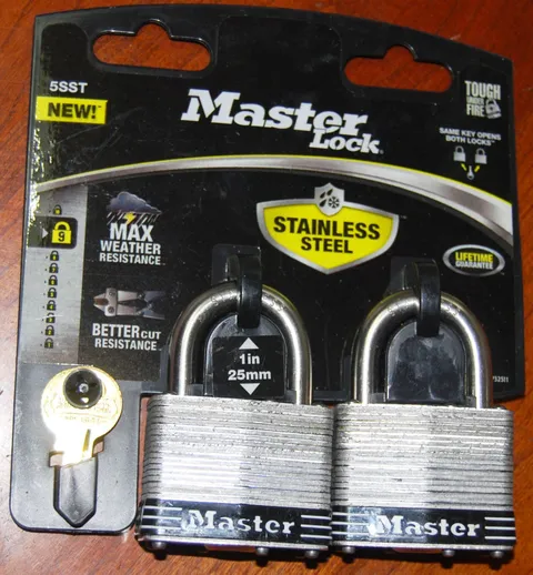 Master Lock Stainless Steel Laminated Padlock - 2 Common Keys 2 Pack 5SST