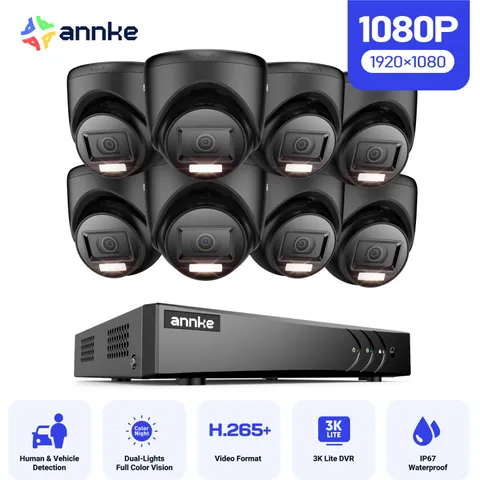 ANNKE 5MP Lite 8CH DVR Color 1080P Security Camera System Outdoor AI Detection