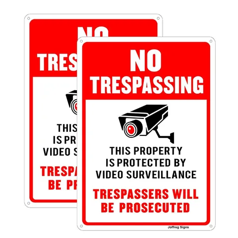 Video Surveillance No Trespassing Sign, CCTV Security Camera,14 x 10 Inches,R...