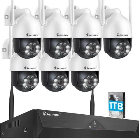 5MP Wireless Security Camera System Pan/Tilt 1TB HDD Audio Color Night Vision