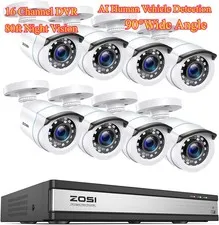 ZOSI 1080p 16CH DVR Security Camera System Waterproof Outdoor 80ft Night Vision