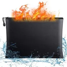 Fireproof Document Bag Waterproof Organizer Pouch with Zipper Money Storage