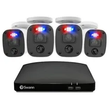 Swann 4 Camera 8 Channel 1080p Full HD DVR Security System Police lights