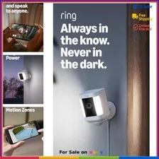 Security Camera Plug In 1080p HD Two Way Talk Color Night Vision LED Spotlights