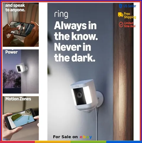 Security Camera Plug In 1080p HD Two Way Talk Color Night Vision LED Spotlights