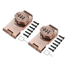 Keyless Cabinet Combination Lock 3" 2Pcs 3-Digit Password Hasp Lock Bronze