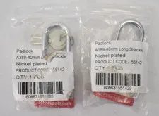 Lot of 2 MFS Supply Lock Padlocks Long Shackle Laminated Steel 1-7/8" 40mm
