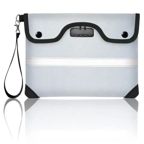 6200F Fireproof Document Bag Lock 11.4x8.3 Inch Zipper Pouch Envelope Silver
