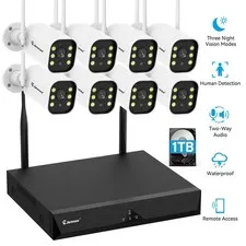 Wireless 5MP 10CH NVR Security Kit 8 Cameras Outdoor Two Way Audio AI Detection