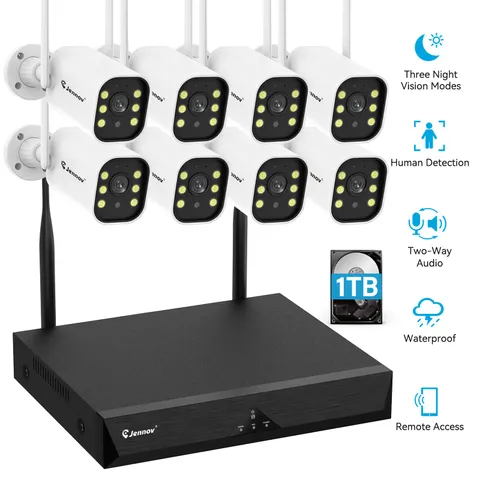 Wireless 5MP 10CH NVR Security Kit 8 Cameras Outdoor Two Way Audio AI Detection