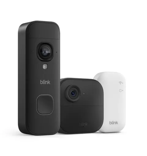 Blink Outdoor 4 and Battery Doorbell 2K+ 1080p camera and 2K battery doorbell.