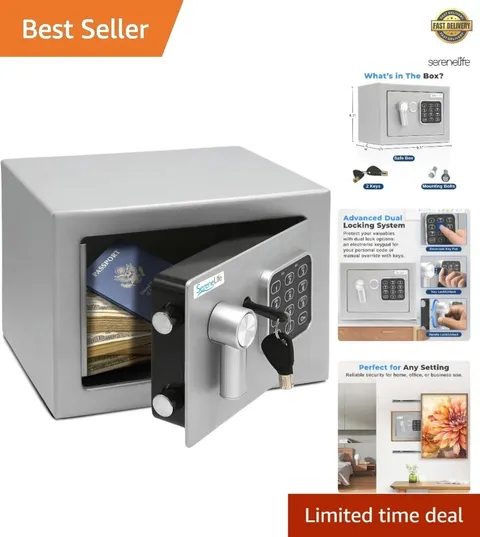 Heavy Duty 9.1 x 6.7 Electronic Safe Box - Anti-Theft Touchpad Lockbox