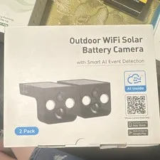 Outdoor WiFi IP Solar/Battery Surveillance Cameras 2K Night Vision 2-Pack