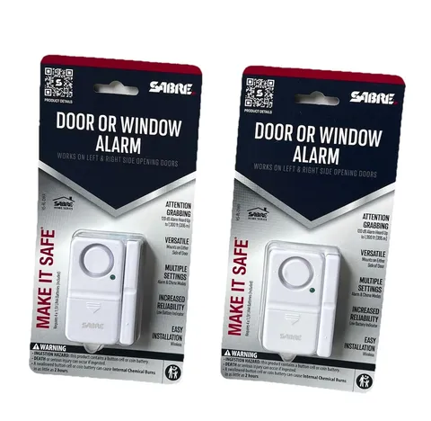 2 Pack Sabre Wireless Door or Window Alarm - 120dB Loud Home Security - NEW