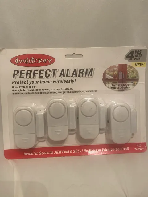 Doohickey Perfect Alarm 4 Pack Wireless Self Adhesive Magnetic Door Alarm 90dB
