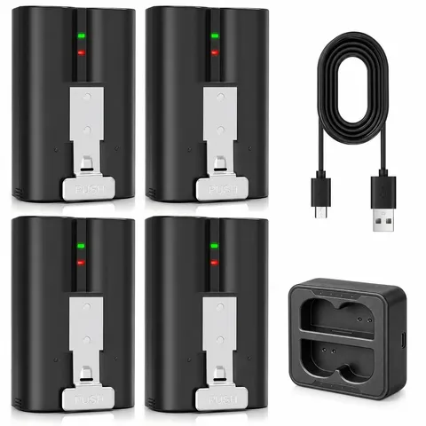 4-Pack 6040mAh Battery with Charger Station with Ring-Doorbell 2/3/3 Plus/4, ...