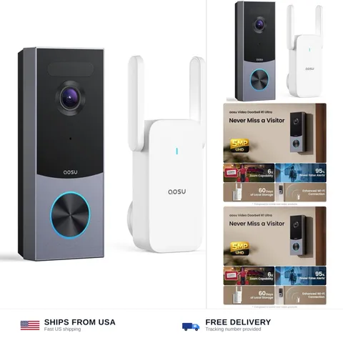 aosu Doorbell Camera Wireless, Local Storage, 5MP Ultra HD, Triple Motion Det...