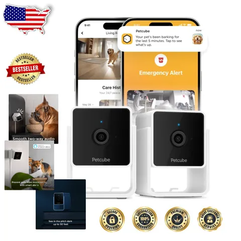Indoor Wi-Fi Camera 2pk: 1080p HD, Night Vision, Motion Alerts, 2-Way Audio