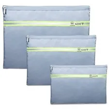 Fireproof Document Bag – 3 Pack (15" x 11", 13" x 9.7", 10.5" x 8") Fireproof...
