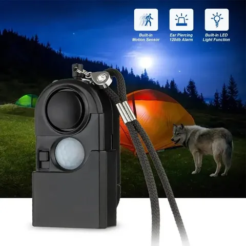 Portable Mini Motion Detector Alarm 120DB Siren SOS LED Light Security Alarm 