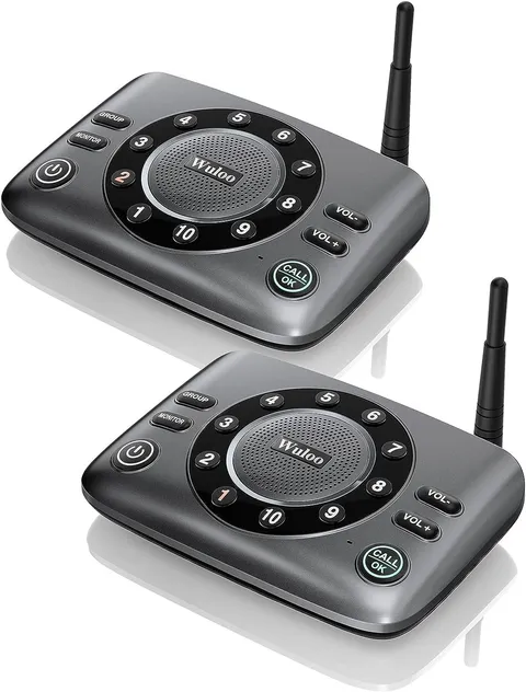 Wuloo Hands-Free Wireless Intercom System - S600-P2 - Pack of 2 - Black