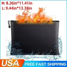2000℉ Fire Proof money Bag  Fireproof Document money Pouch Waterproof Safe M/L