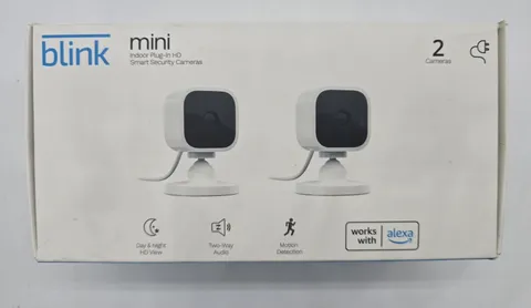 (2 Pack) Blink Mini Indoor Plug-In HD Security Cameras (White) 