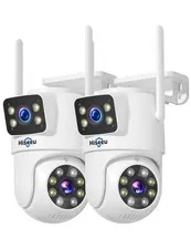 Hiseeu 2Pack Wireless Security Camera Dual Lens WiFi PTZ Camera Outdoor 5G/2.4G