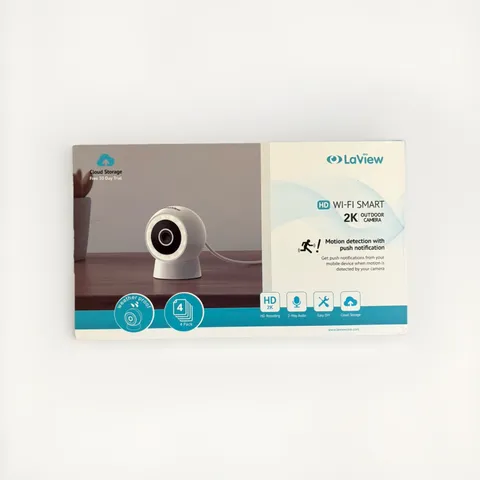 Set of 4 LaView Indoor/Outdoor 2K HD Smart Security Video Cameras BRAND NEW