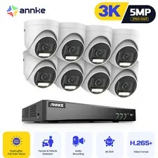 ANNKE 8CH H.265+ 4K DVR 5MP Color Night Security Camera System Audio Recording