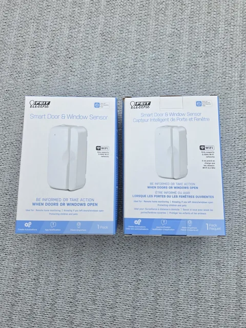 2 Pack Feit Electric Smart WiFi Door and Window Sensor, Battery Powered (2H)