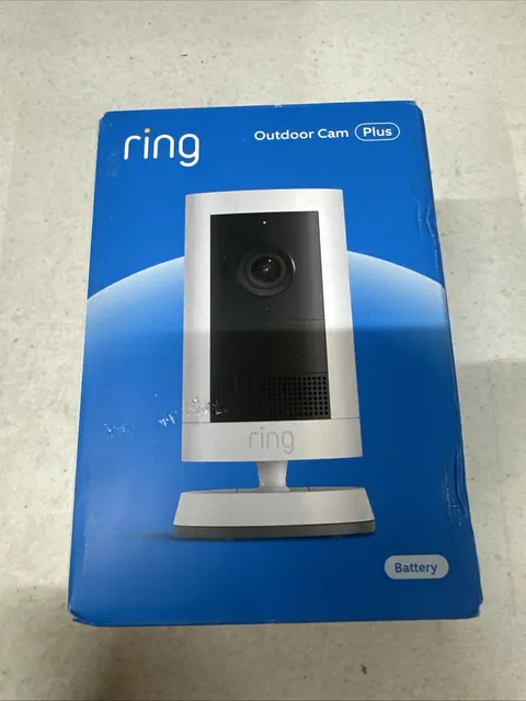 New Ring Outdoor Cam Plus Battery 2K HD Security Camera White