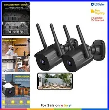 Outdoor Security Camera 2 Pack 2K WiFi 2.4G Wired Motion Detection Siren Two