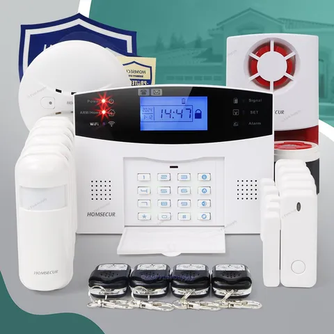 HOMSECUR WIFI 4G Home Security Alarm System  With Wireless Fire Sensor PIR Siren