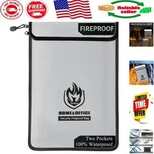 15x11” Fireproof Money Bag with 2 Pockets -  Protection for Documents