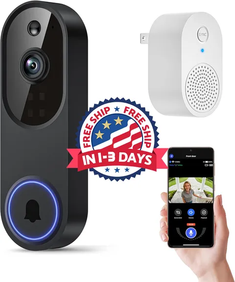 Timbre inalámbrico con cámara y audio bidireccional, Wi-Fi de 1080p