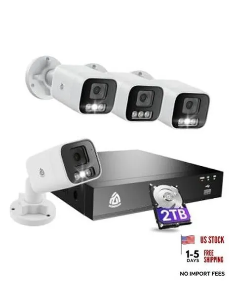 8CH 4K PoE Security Camera System, 4pcs 5MP Outdoor 4*c183 5mp PoE Camera