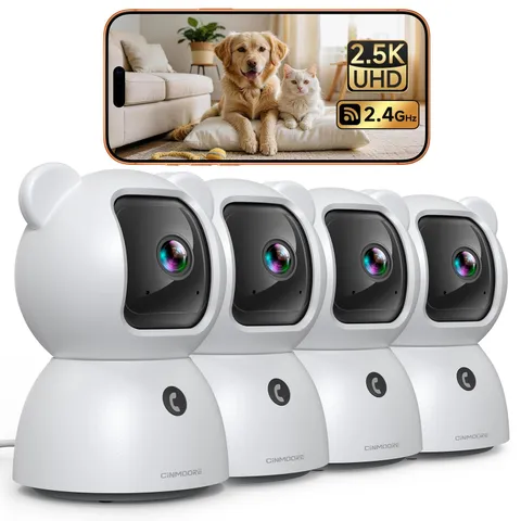 4 Pack 2.5K Cameras for Home Security, Non-Subscription AI White