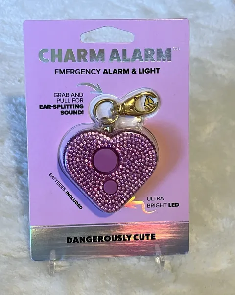Charm Alarm 110 dB Purple Panic Alarm Keyring w/ Flash Light, Plastic, Battery