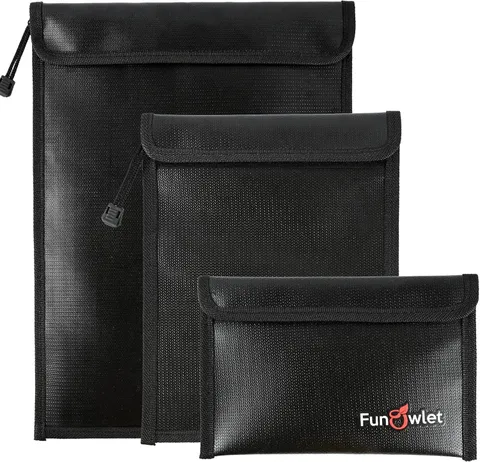 3 Pack Fireproof Waterproof Document Bag Safe Pouch Organizer For Money And P...