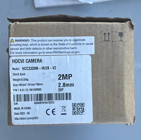 HDCVI CCTV Wired Surveillance Camera 2MP 2.8mm White HCC3320M-IR/28-V2