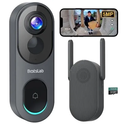 5MP Wireless Video Doorbell Camera,180° Head-to-Toe View, AI Motion Detection, V