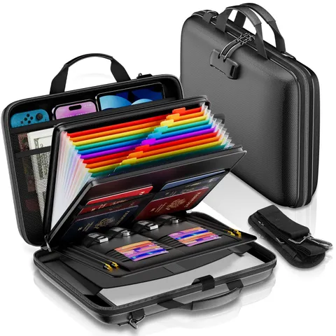 Fireproof Document Organizer with Lock,Hard-Shell Case, Black | Fireproof Doc...