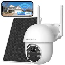 Security Camera Wireless PTZ 5MP Battery Pan Tilt Outdoor Audio with Solar Panel