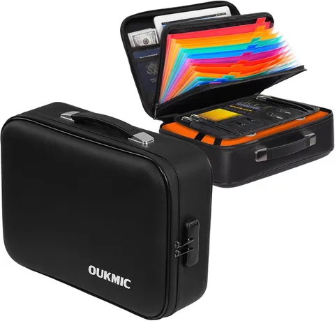 Fireproof Document Box with Lock, Portable Water Resistant Organizer