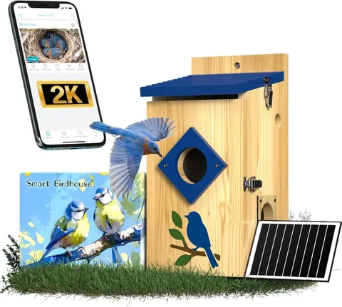 Smart Bird House with Camera Solar Powered,Isolated Camera Bay & Bird-Safe Varni